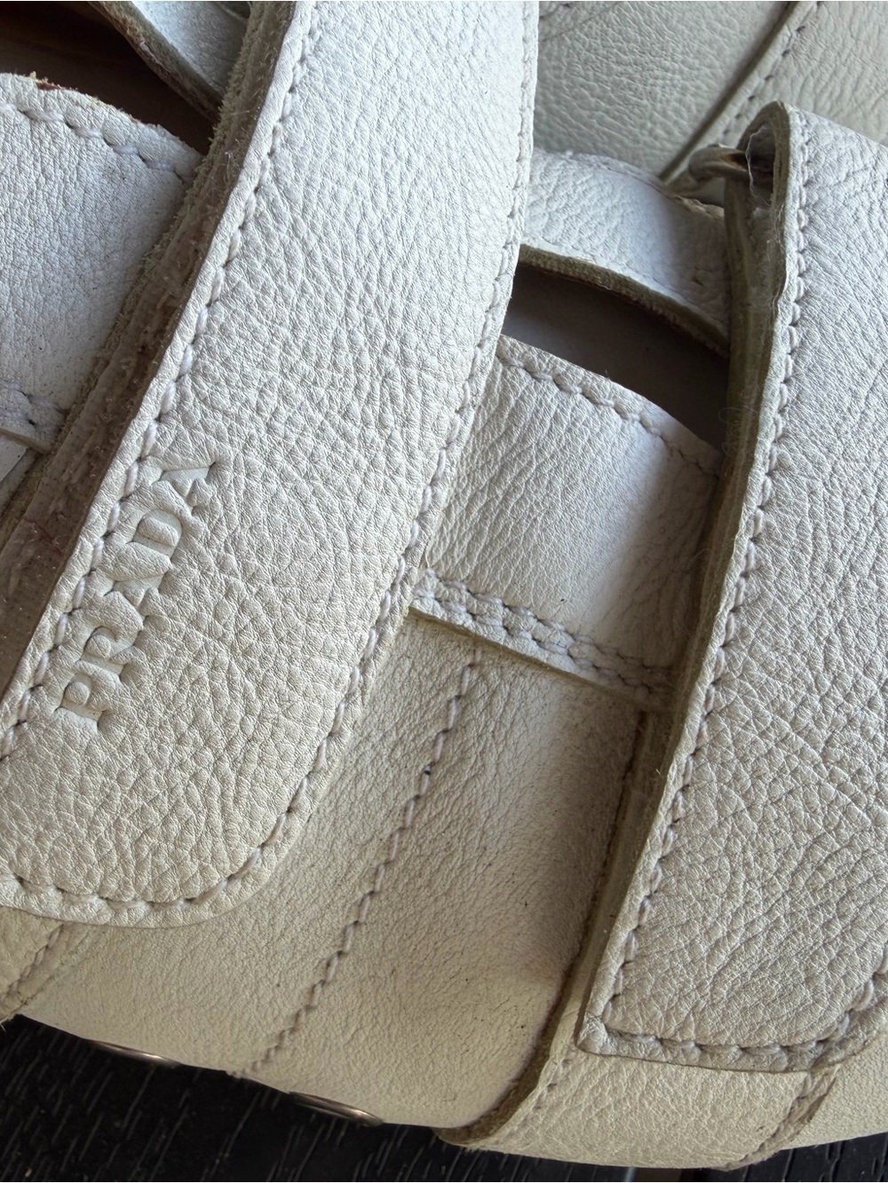Prada White Leather Velcro Loafers - Picture 4 of 7